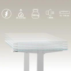 Worktime LED | 120x60 - Elektrisch höhenverstellbarer Schreibtisch Weiß/Weiß