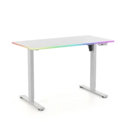Worktime LED | 120x60 - Elektrisch höhenverstellbarer Schreibtisch Weiß/Weiß