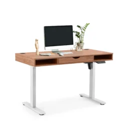 Worktime Style | 120x60 - Elektrisch höhenverstellbarer Schreibtisch Eiche/Weiß