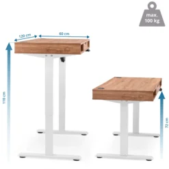 Worktime Style | 120x60 - Elektrisch höhenverstellbarer Schreibtisch Eiche/Weiß
