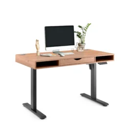 Worktime Style | 120x60 - Elektrisch höhenverstellbarer Schreibtisch Eiche/Schwarz