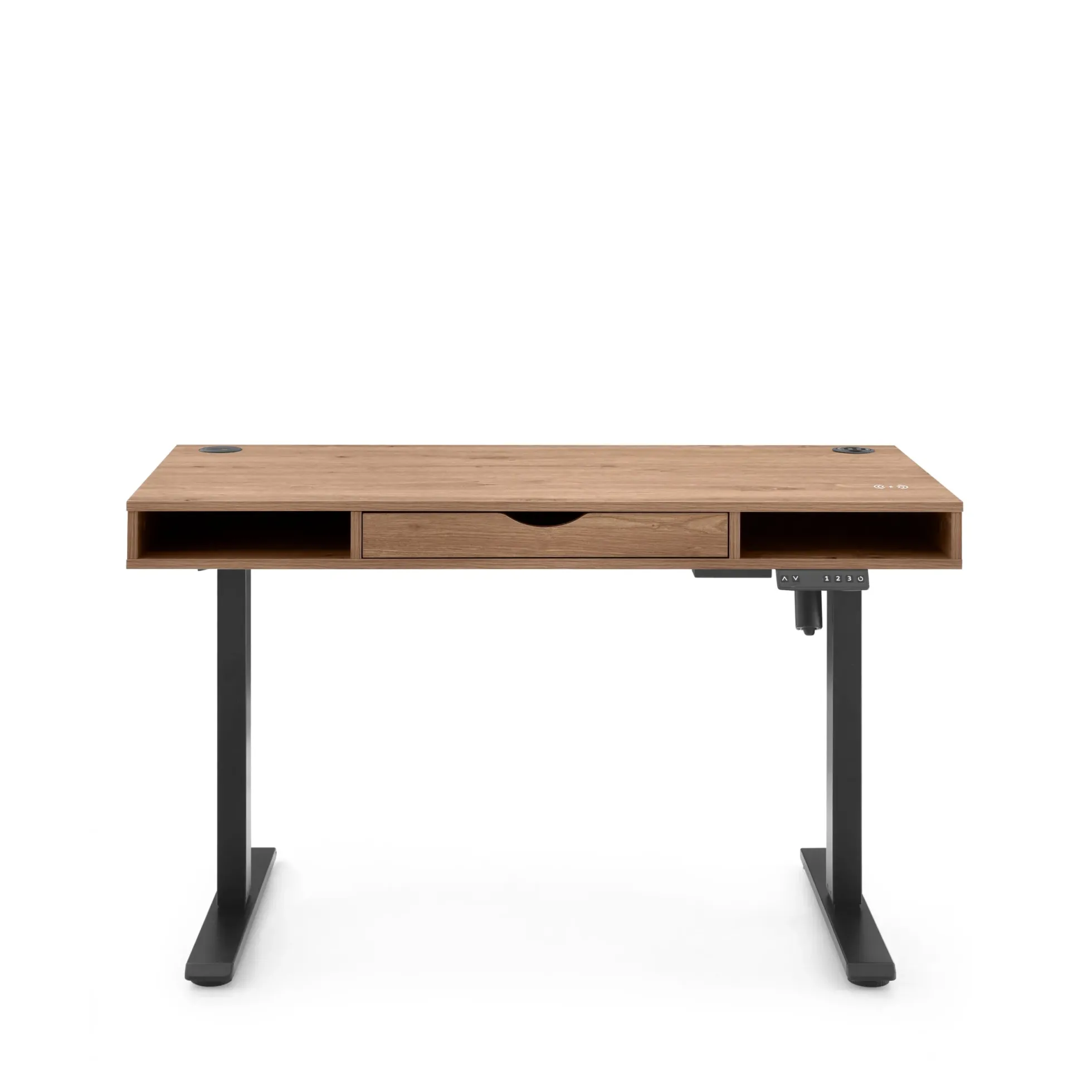 Worktime Style | 120x60 - Elektrisch höhenverstellbarer Schreibtisch Eiche/Schwarz