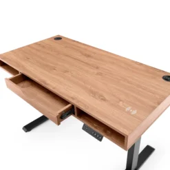 Worktime Style | 120x60 - Elektrisch höhenverstellbarer Schreibtisch Eiche/Schwarz