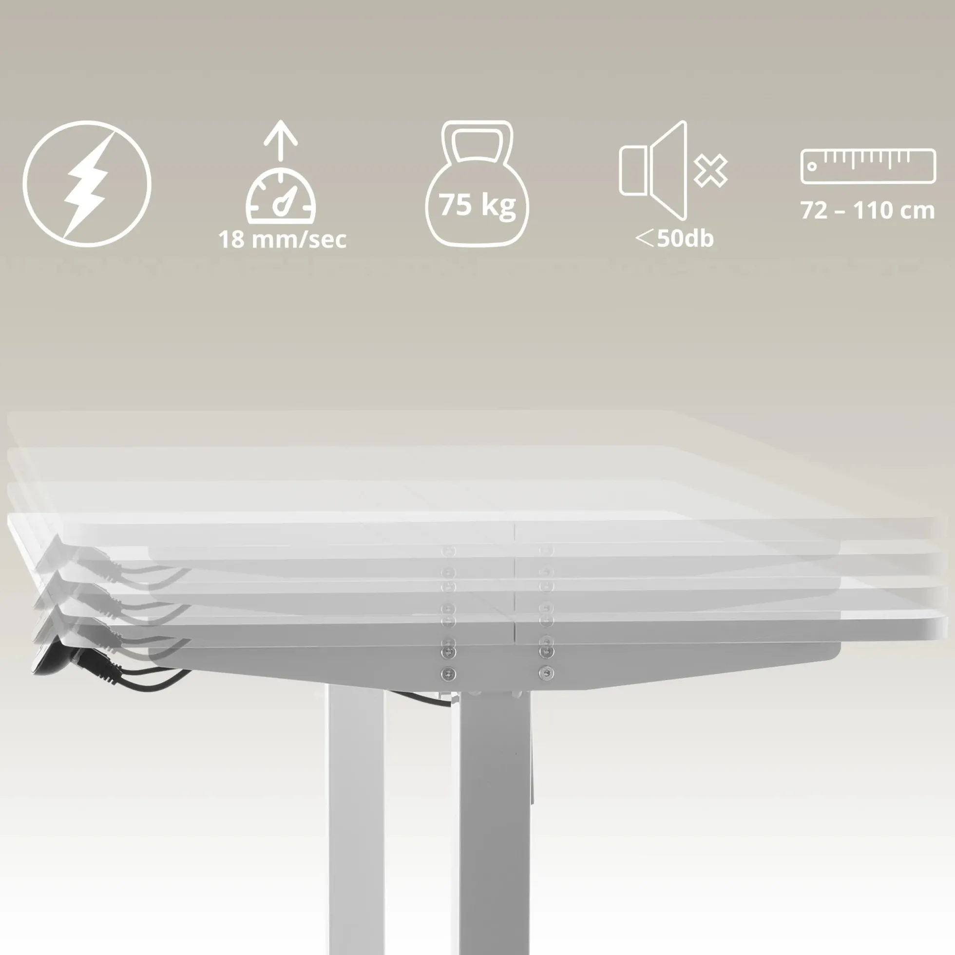 Worktime | 120x60 - Elektrisch höhenverstellbarer Schreibtisch Weiß