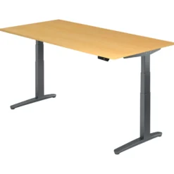 XBHM 2E GG | Schreibtisch 200 x 100 elektrisch höhenverstellbar Buche