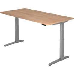 XBHM 2E SS | Schreibtisch 200 x 100 elektrisch höhenverstellbar Nussbaum