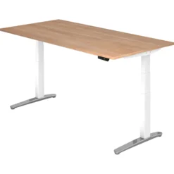 XBHM 2E WC | Schreibtisch 200 x 100 elektrisch höhenverstellbar Nussbaum