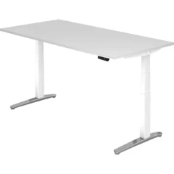 XBHM 2E WC | Schreibtisch 200 x 100 elektrisch höhenverstellbar Weiß