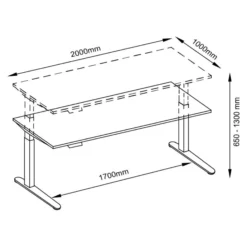 XBHM 2E WW | Schreibtisch 200 x 100 elektrisch höhenverstellbar Grau