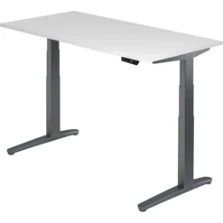 XBHM 16 GG | Schreibtisch 160 x 80 elektrisch höhenverstellbar Weiß