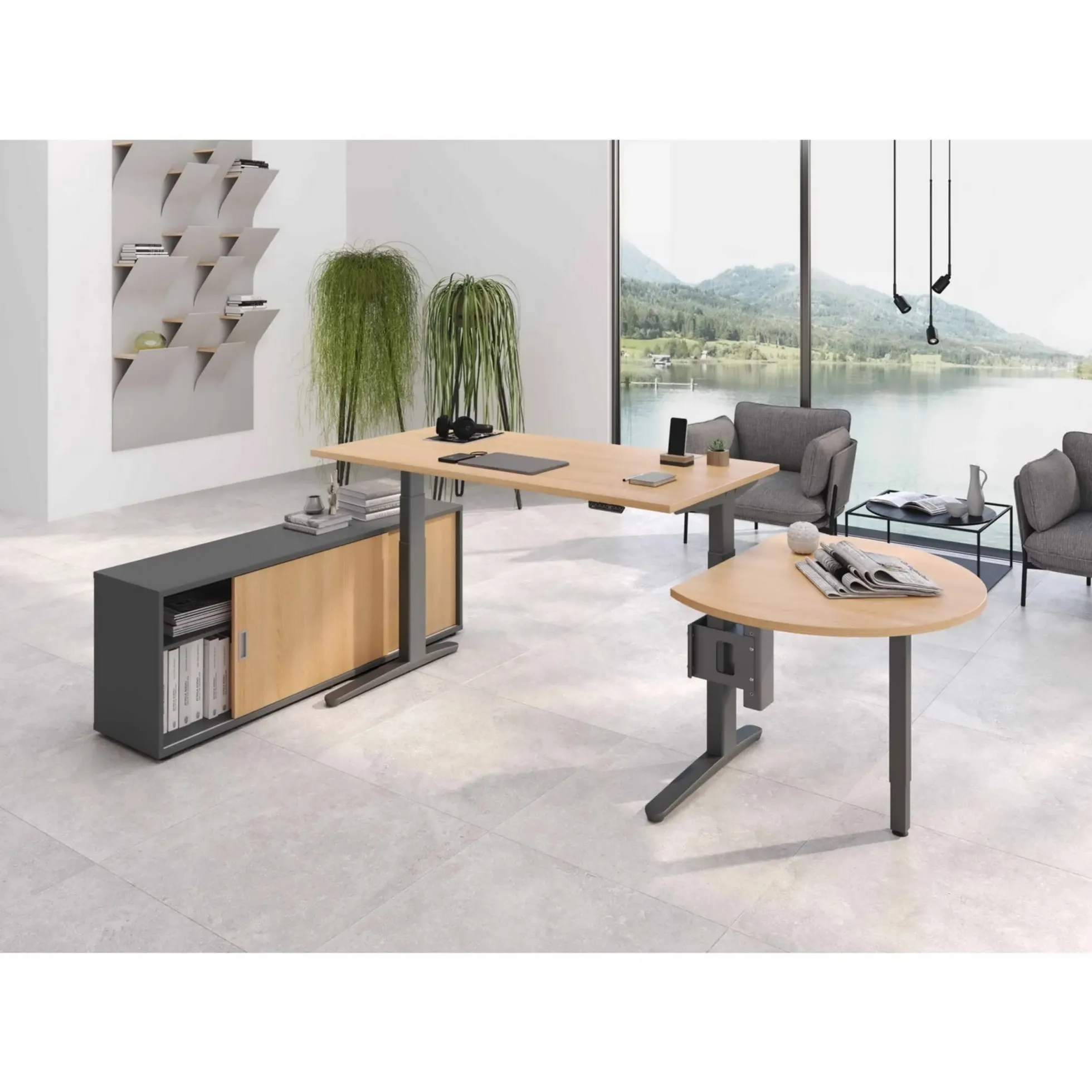 XBHM 19 GG | Schreibtisch 180 x 80 elektrisch höhenverstellbar Weiß