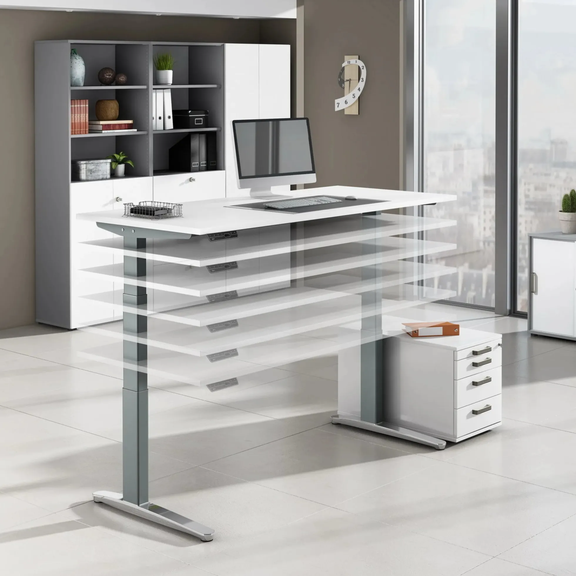 XBHM 12 GG | Schreibtisch 120 x 80 elektrisch höhenverstellbar Eiche