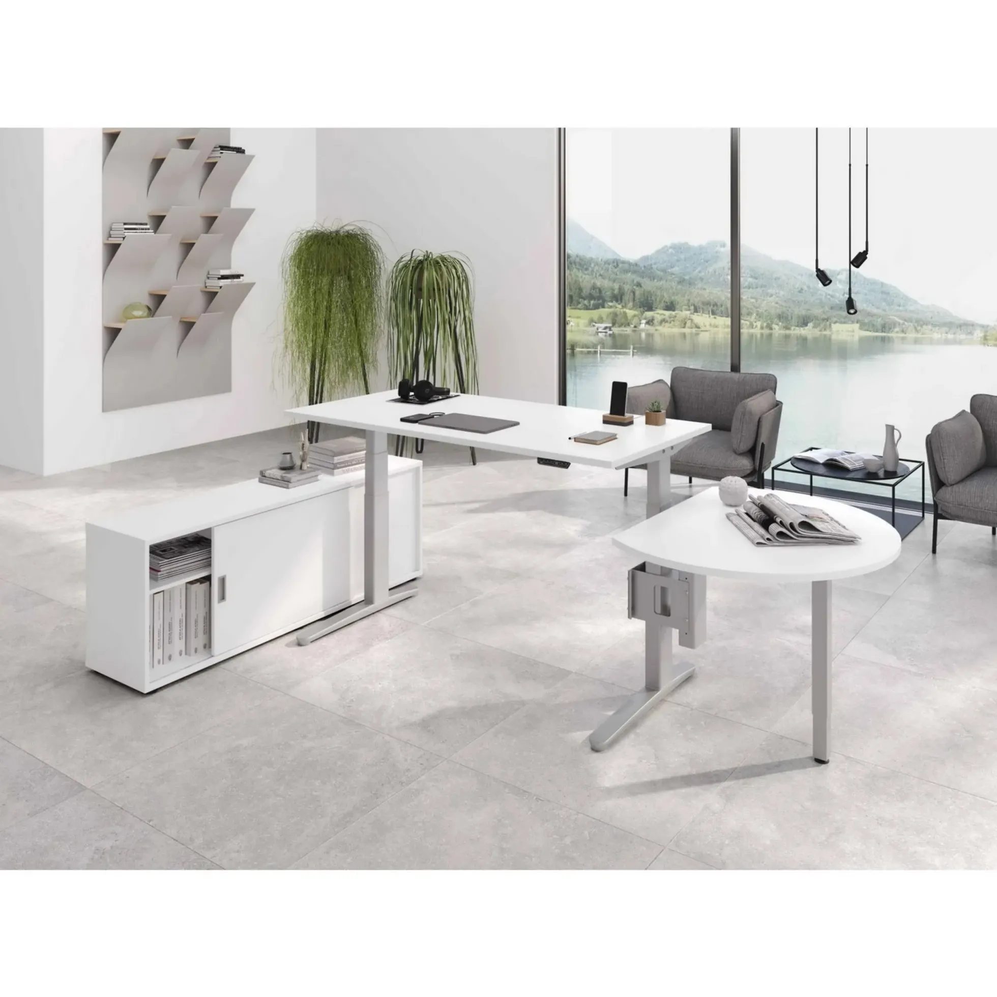 XBHM 16 SS | Schreibtisch 160 x 80 elektrisch höhenverstellbar Weiß