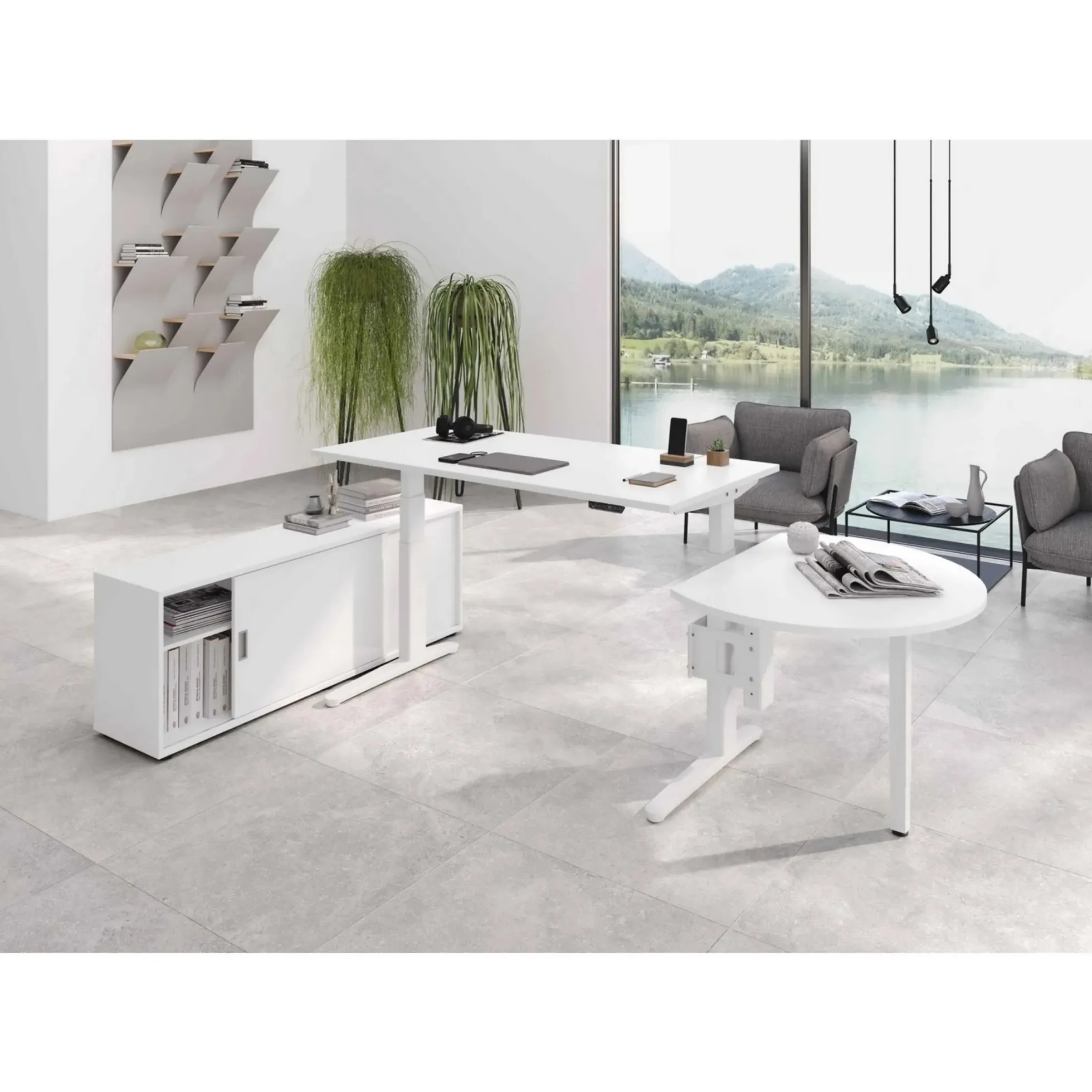 XBHM 16 WW | Schreibtisch 160 x 80 elektrisch höhenverstellbar Weiß