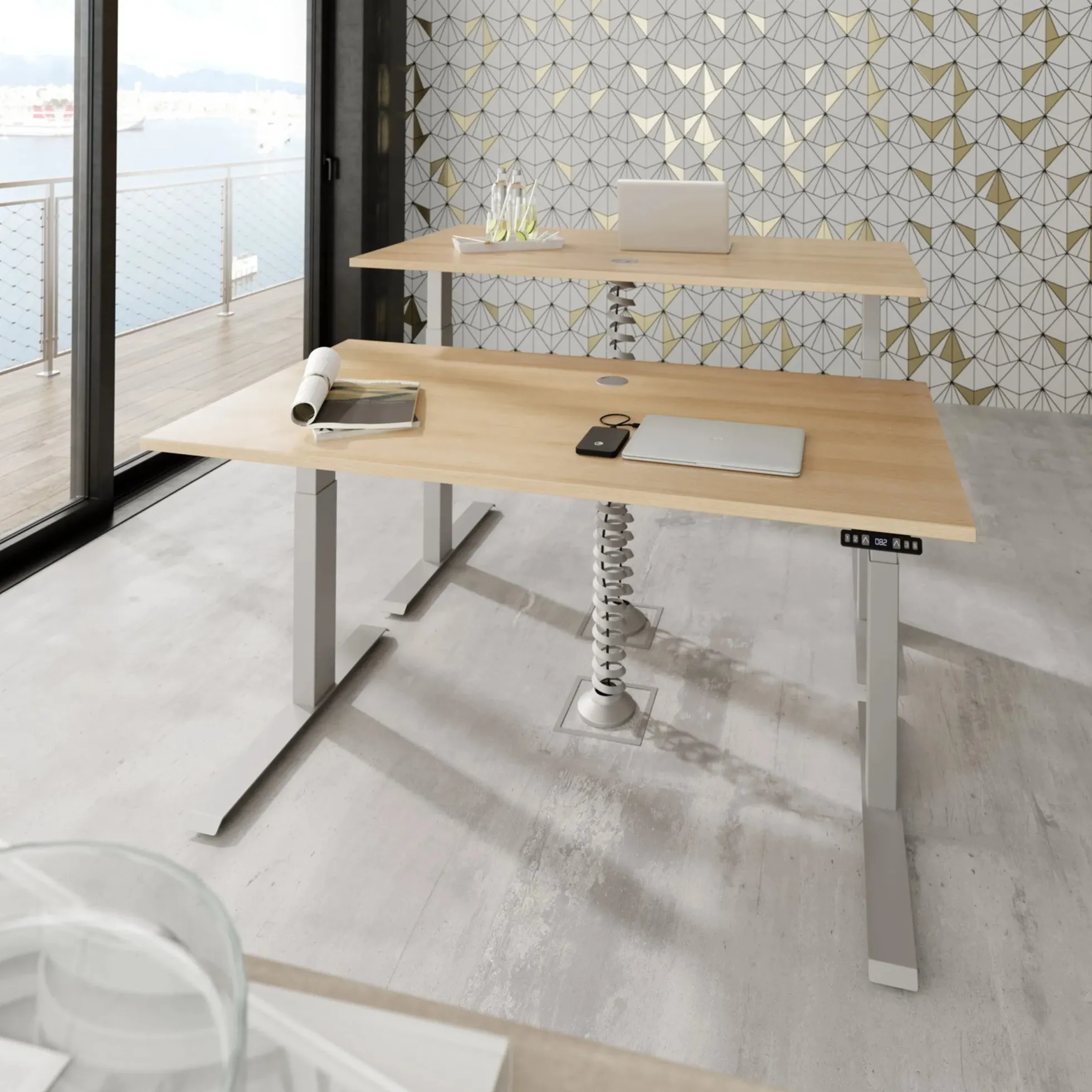 XDKB 19 S | Schreibtisch 180 x 80 elektrisch höhenverstellbar Asteiche