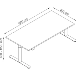 XDLR 16 S | Schreibtisch 160 x 80 elektrisch höhenverstellbar Grau