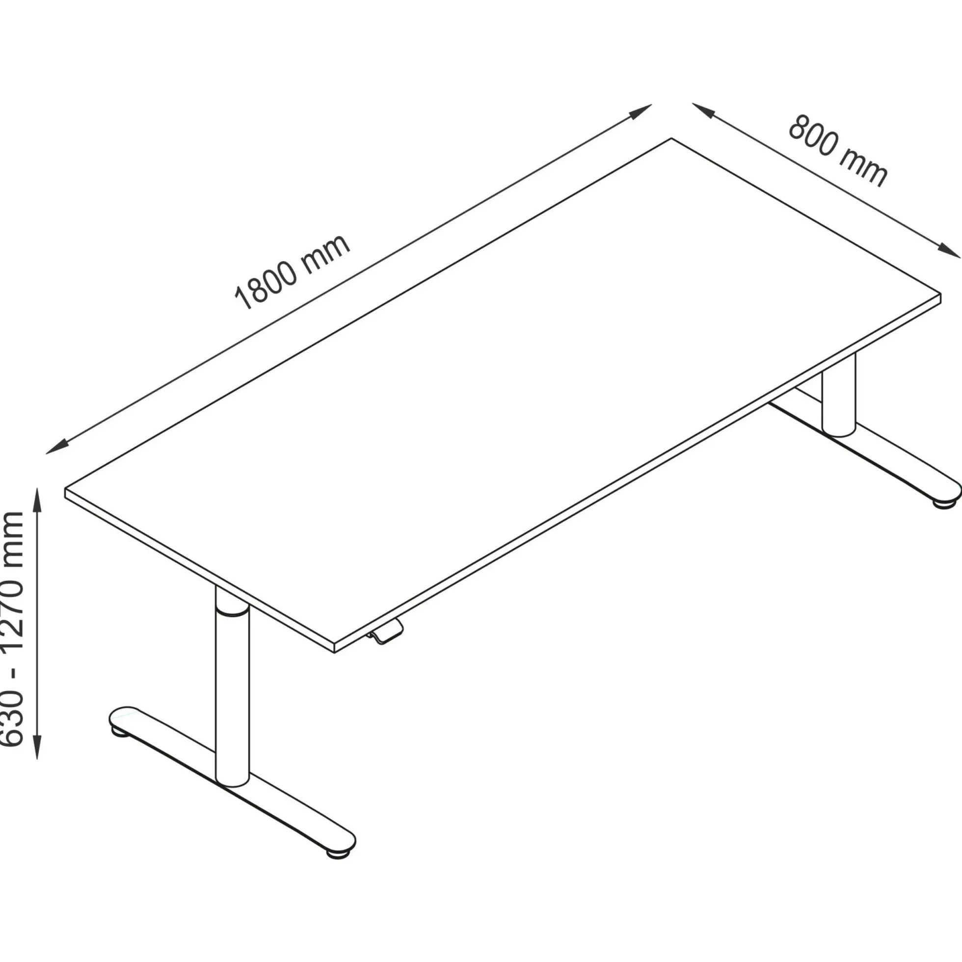 XDLR 19 W | Schreibtisch 180 x 80 elektrisch höhenverstellbar Nussbaum