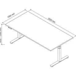 XDSM 2E G | Schreibtisch 200 x 100 elektrisch höhenverstellbar Grau