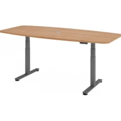 XDSM 22 G | Schreibtisch 220 x 103 elektrisch höhenverstellbar Nussbaum