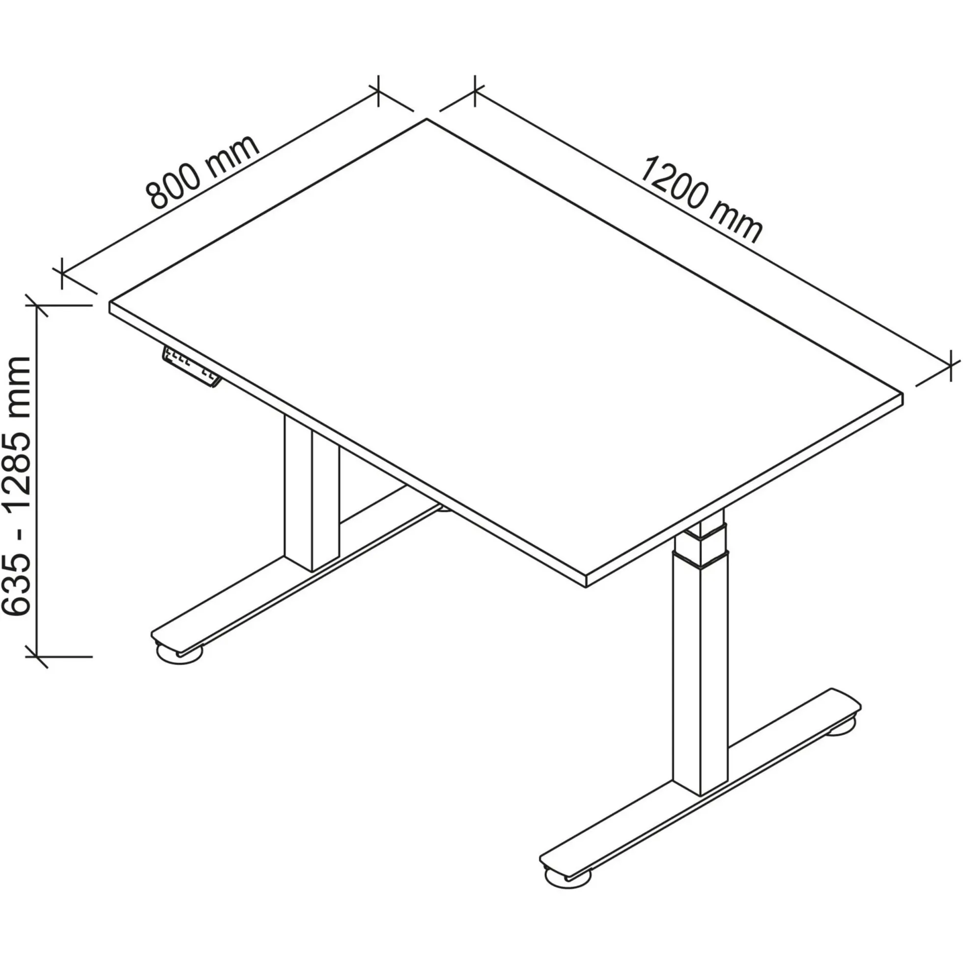 XDSM 12 S | Schreibtisch 120 x 80 elektrisch höhenverstellbar Eiche