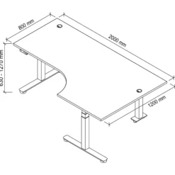 XDSM 82 S | Schreibtisch 200 x 120 elektrisch höhenverstellbar Eiche
