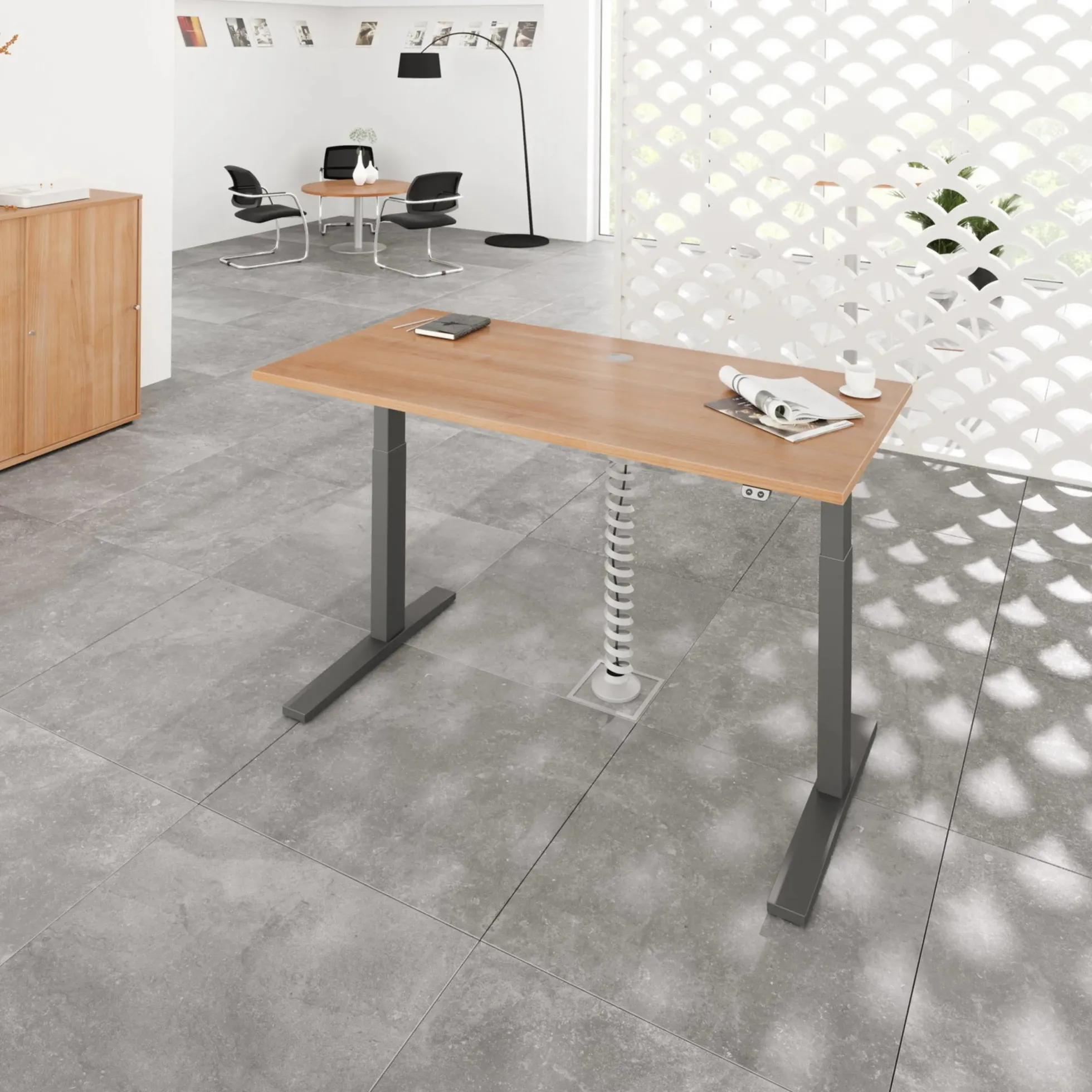 XMKA 16 G | Schreibtisch 160 x 80 elektrisch höhenverstellbar Nussbaum
