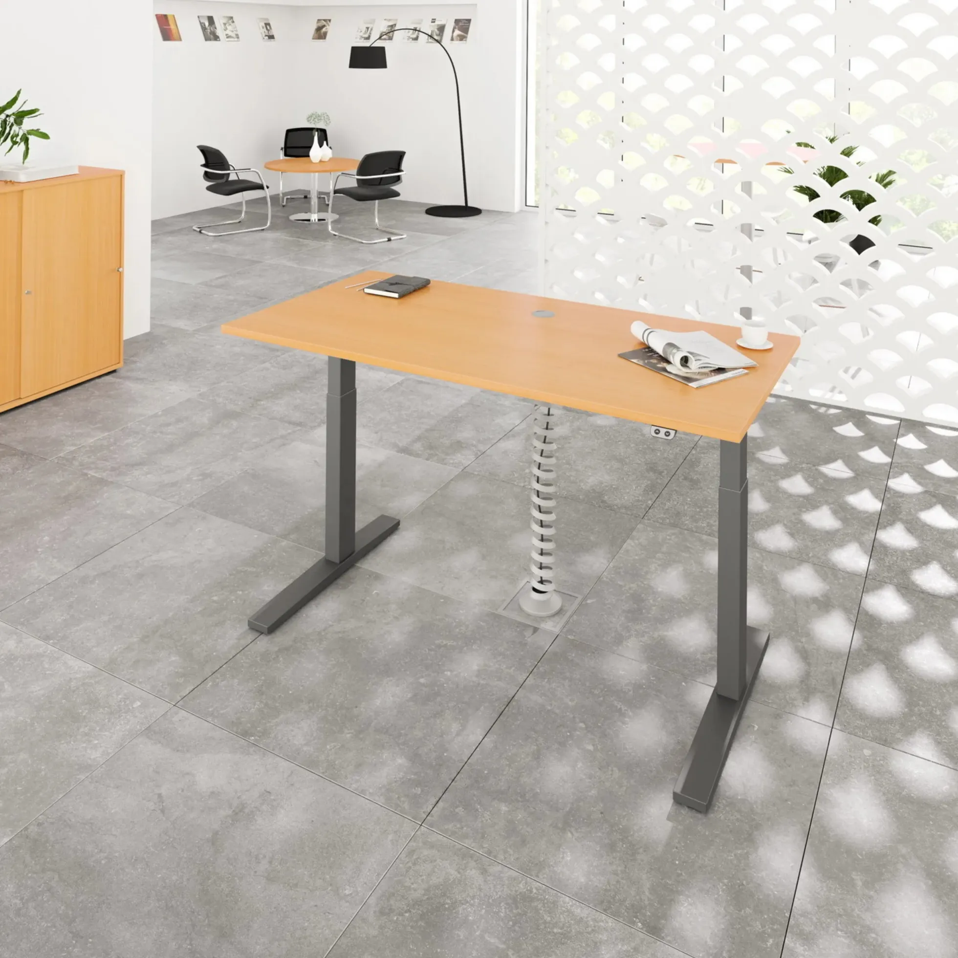 XMKA 19 G | Schreibtisch 180 x 80 elektrisch höhenverstellbar Buche