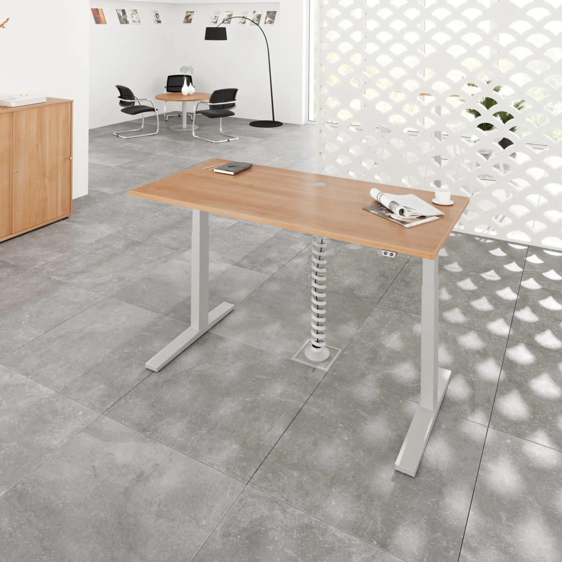 XMKA 12 S | Schreibtisch 120 x 80 elektrisch höhenverstellbar Nussbaum