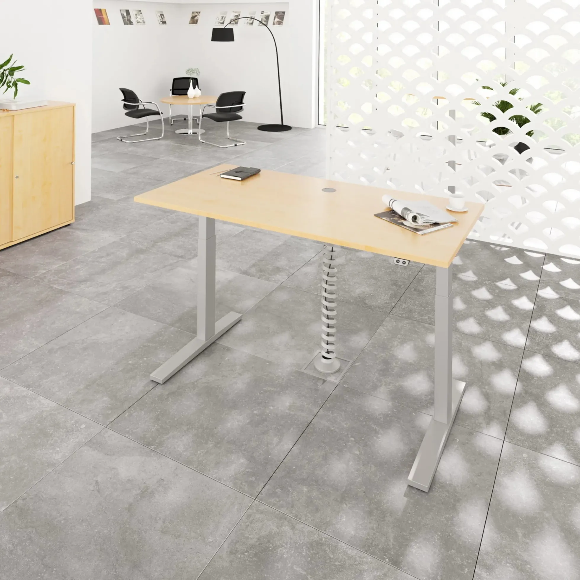 XMKA 12 S | Schreibtisch 120 x 80 elektrisch höhenverstellbar Ahorn