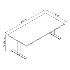 XMST 2E S | Schreibtisch 200 x 100 elektrisch höhenverstellbar Ahorn