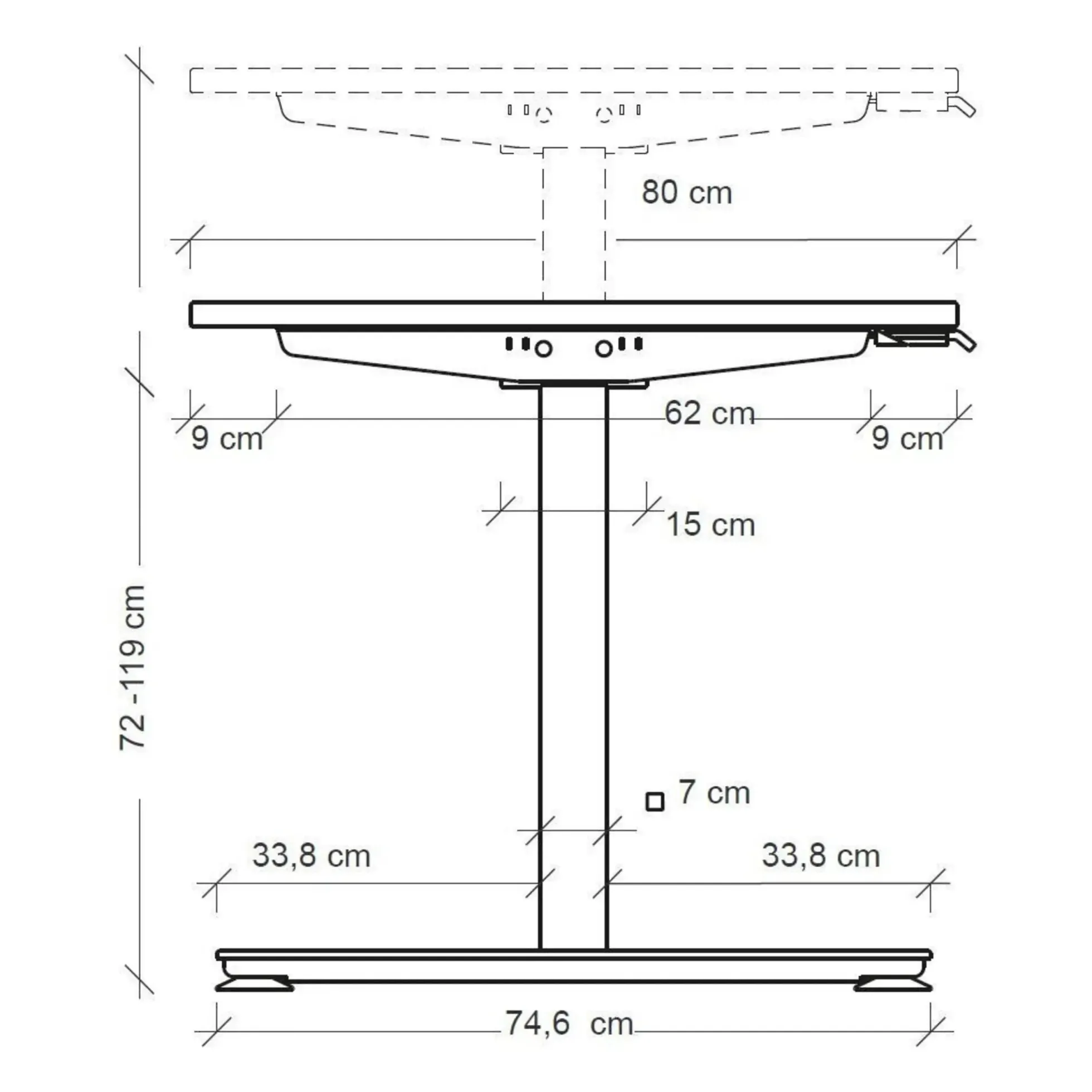 XMST 22 G | Schreibtisch 220 x 103 elektrisch höhenverstellbar Eiche