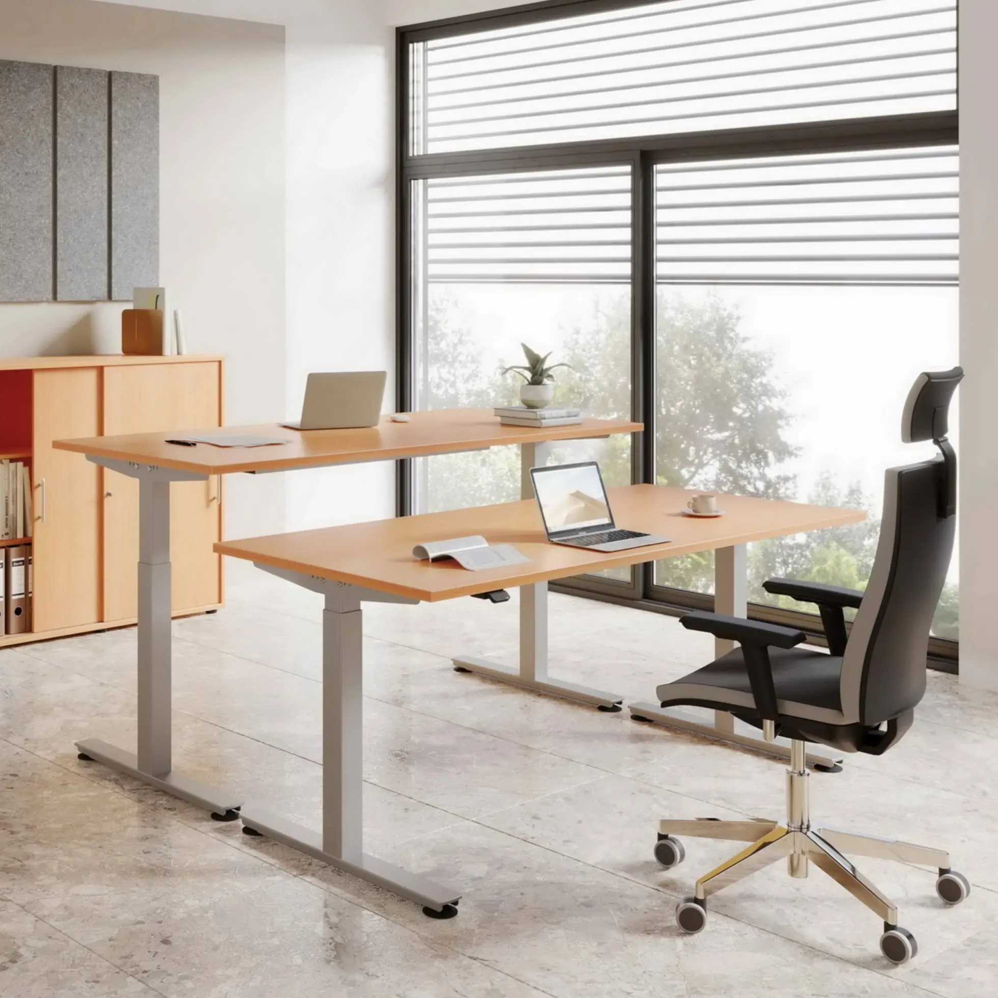 XMST 19 G | Schreibtisch 180 x 80 elektrisch höhenverstellbar Buche