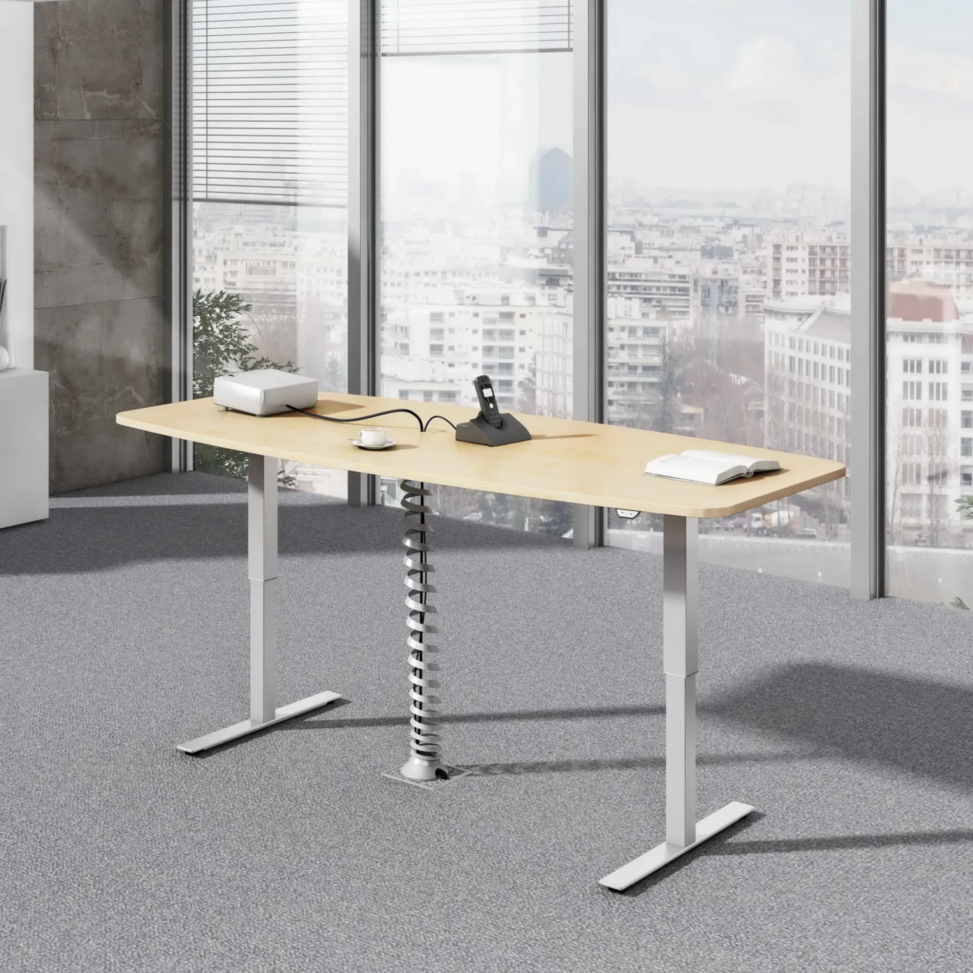 XMST 22 S | Schreibtisch 220 x 103 elektrisch höhenverstellbar Ahorn