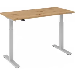 XMST 614 S | Schreibtisch 140 x 67 elektrisch höhenverstellbar Asteiche/Silber