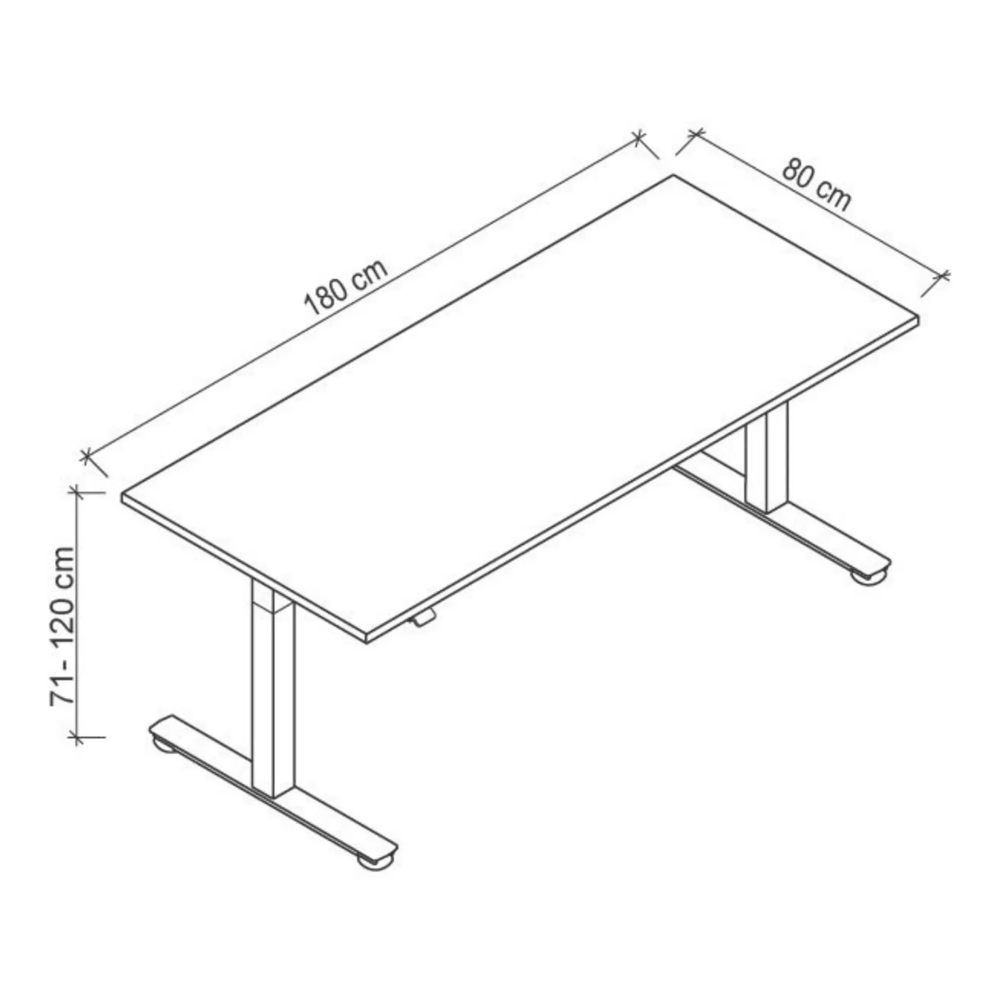XMST 19 S | Schreibtisch 180 x 80 elektrisch höhenverstellbar Weiß