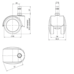 5x ROLO EASY 10mm/50mm | Hartböden - Stuhlrollen Schwarz