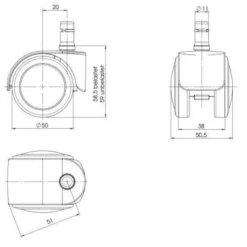 5x ROLO EASY 11mm/50mm | Hartböden - Stuhlrollen Schwarz