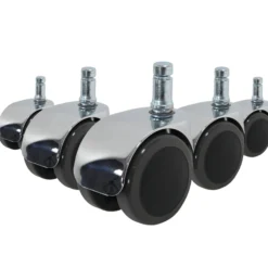 5x ROLO LUX 11mm/50mm | Hartböden - Stuhlrollen Schwarz/Silber