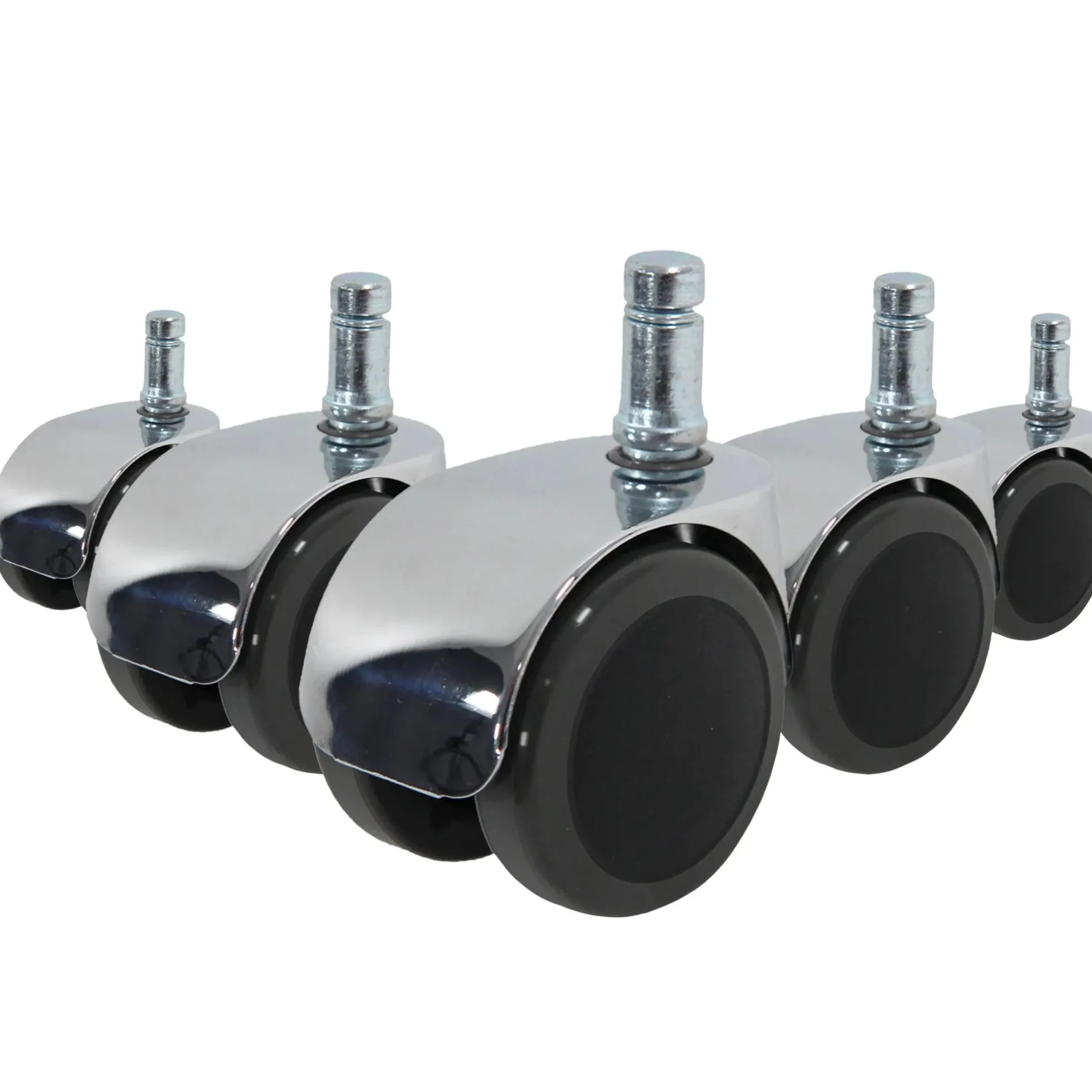 5x ROLO LUX 11mm/50mm | Hartböden - Stuhlrollen Schwarz/Silber