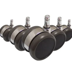 5x ROLO LUX 11mm/65mm | Hartböden - Stuhlrollen Chrom/Schwarz