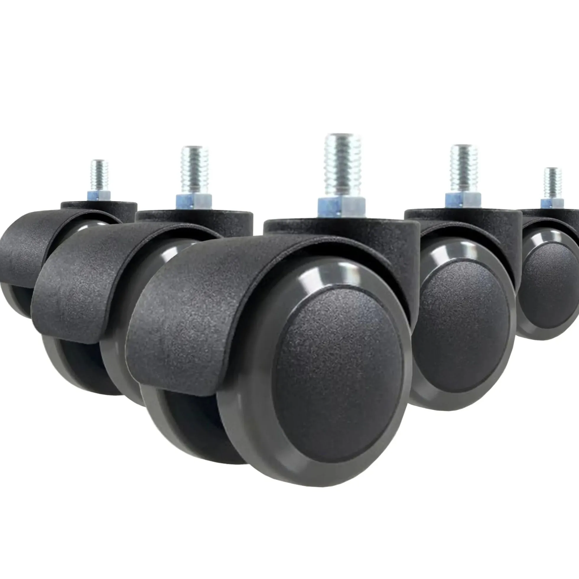 5x ROLO M10/50mm | Hartböden - Stuhlrollen Schwarz