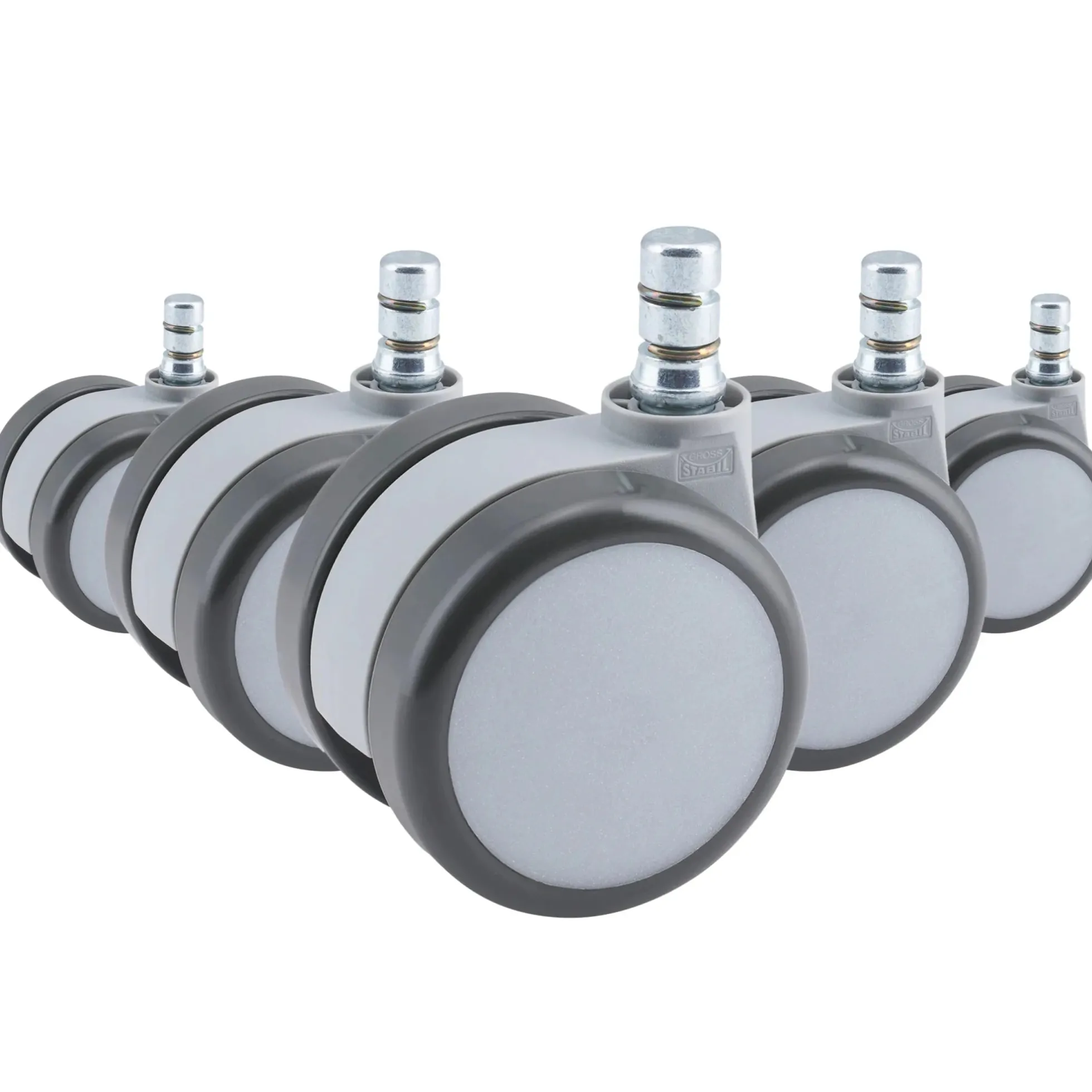 5x ROLO MOVE 60 11mm/60mm | Hartböden - Stuhlrollen Weiß/Grau