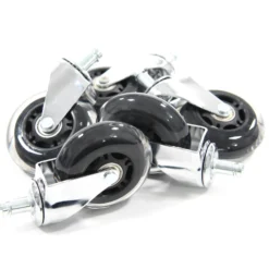 5x ROLO SKATE CT 11mm/75mm | Hartböden - Stuhlrollen Silber/Transparent