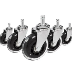 5x ROLO SKATE CT 11mm/75mm | Hartböden - Stuhlrollen Silber/Transparent