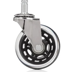 5x ROLO SKATE CT 11mm/75mm | Hartböden - Stuhlrollen Silber/Transparent