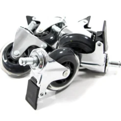 5x ROLO SKATE CT 11mm/75mm | mit Feststellbremse | Hartböden - Stuhlrollen Silber/Transparent