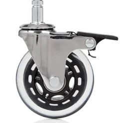 5x ROLO SKATE CT 11mm/75mm | mit Feststellbremse | Hartböden - Stuhlrollen Silber/Transparent