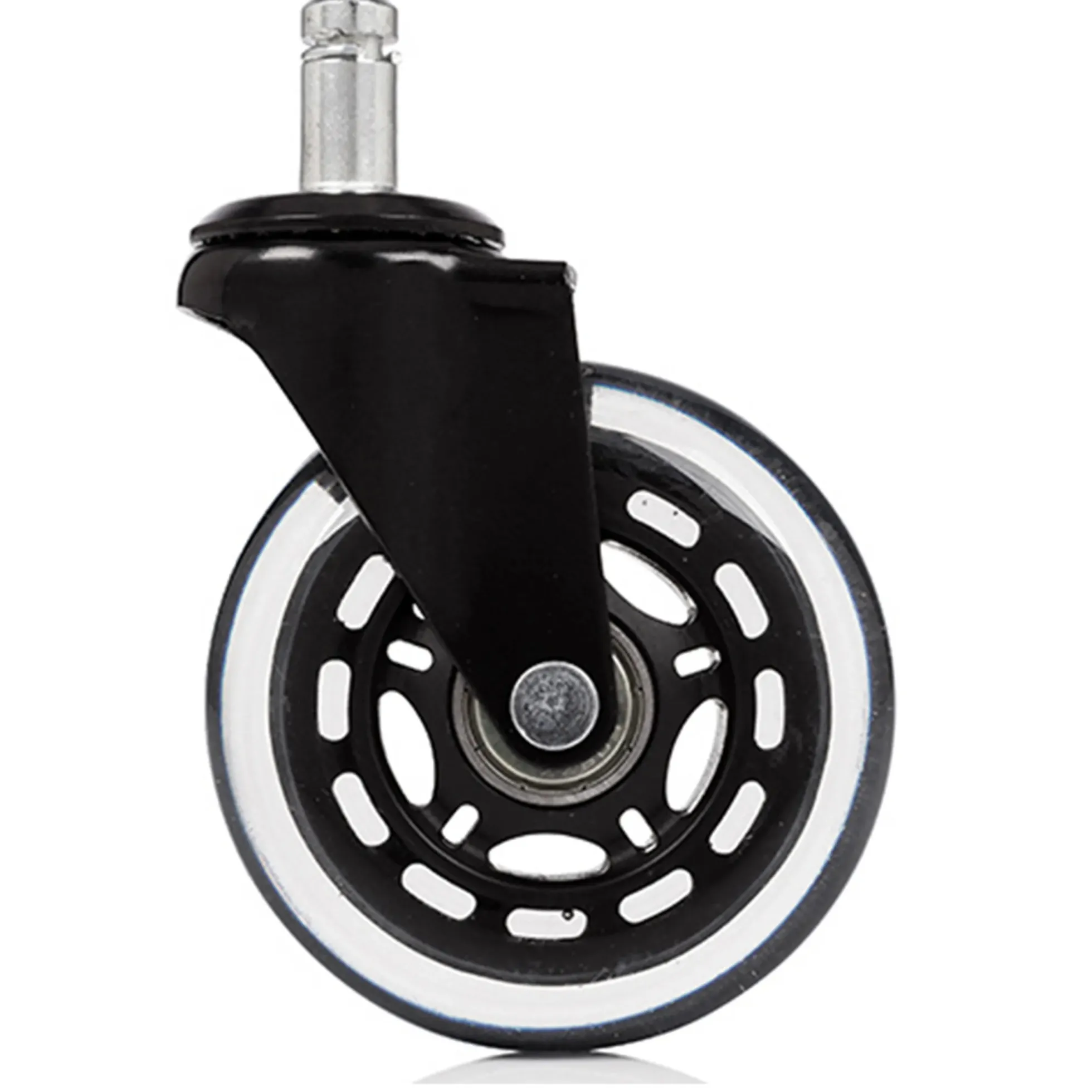 5x ROLO SKATE ST 11mm/75mm | Hartböden - Stuhlrollen Schwarz/Transparent