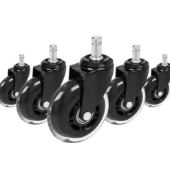 5x ROLO SKATE ST 11mm/75mm | Hartböden - Stuhlrollen Schwarz/Transparent