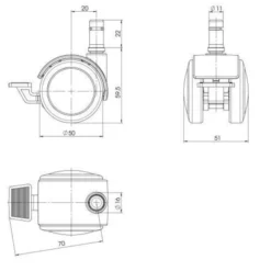 5x ROLO STOP 11mm/50mm | Hartböden - Stuhlrollen Schwarz